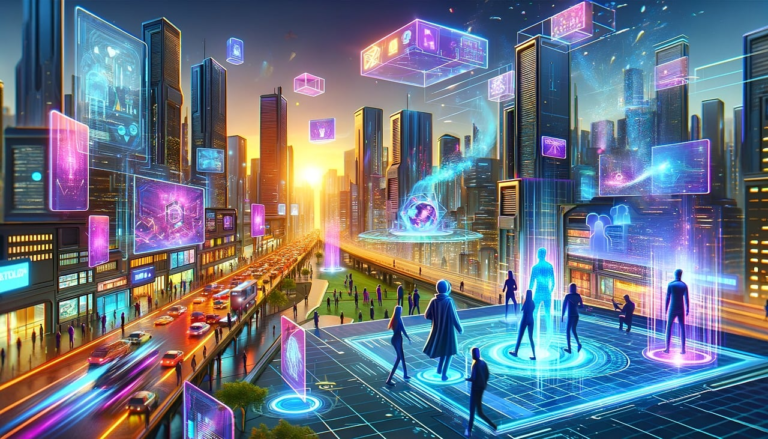 Futuristic city people